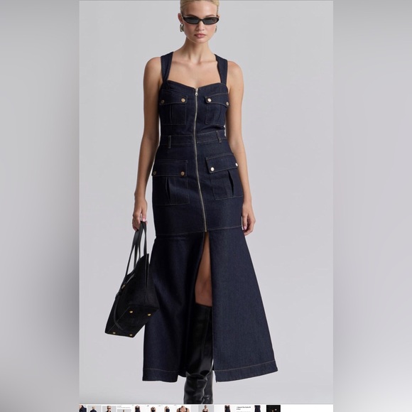 Avec Les Filles Denim - Avec Les Filles Dark Indigo Denim Flare Dress